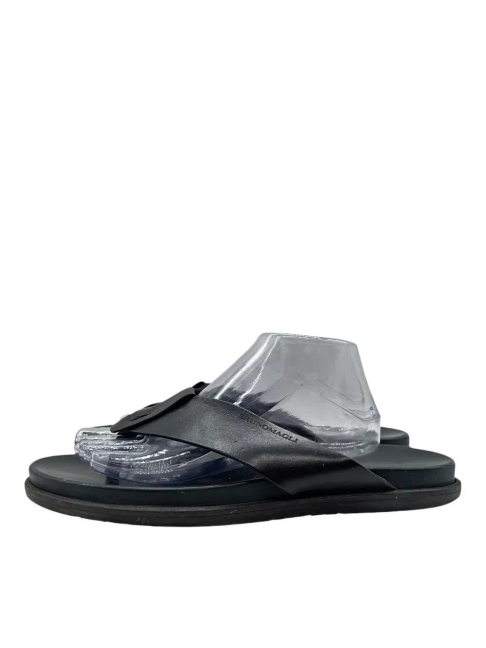Bruno Magli Italian Black Leather Essino Thong Sandal 11 Flip Flop Made In Italy